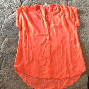 Hippie Rose Bright Orange button down Blouse size small
